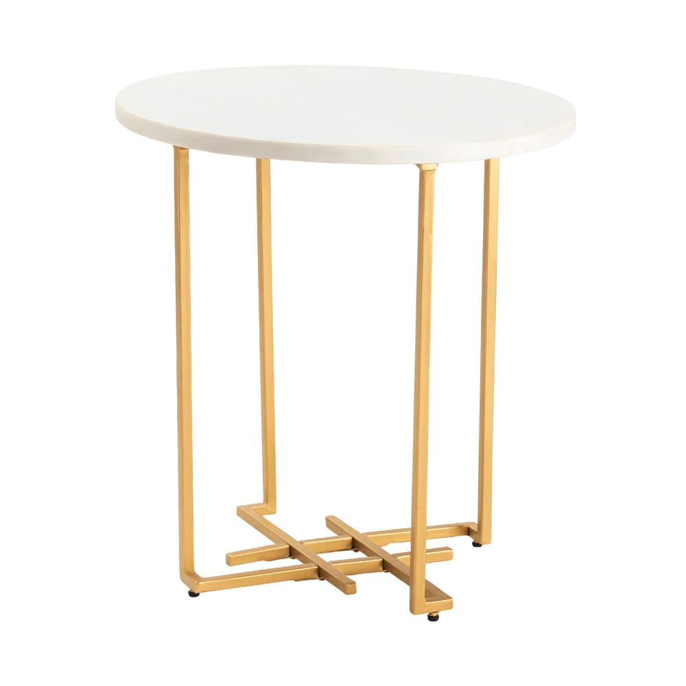 Crestview Collection - Pembroke Round Gold Marble Accent End Table - CVFNR5085 view 1
