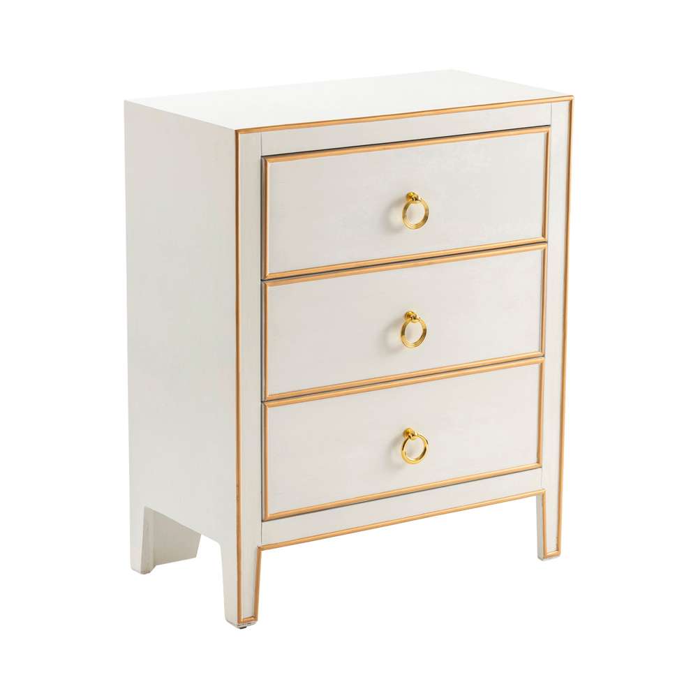 Crestview Collection - Phoebe White and Gold 3 Drawer Chest - CVFZR5037 veiw 1