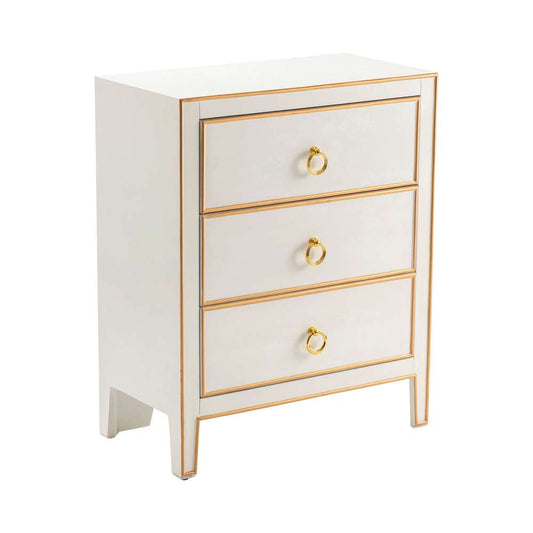 Crestview Collection - Phoebe White and Gold 3 Drawer Chest - CVFZR5037 veiw 1
