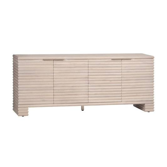 Crestview Collection - Piper 80.12 in. Cream Solid Wood 4 Door Media Credenza / Sideboard - CVFDR1228 view 1