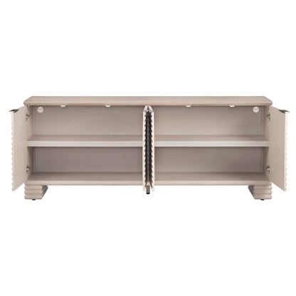 Crestview Collection - Piper 80.12 in. Cream Solid Wood 4 Door Media Credenza / Sideboard - CVFDR1228 view 3