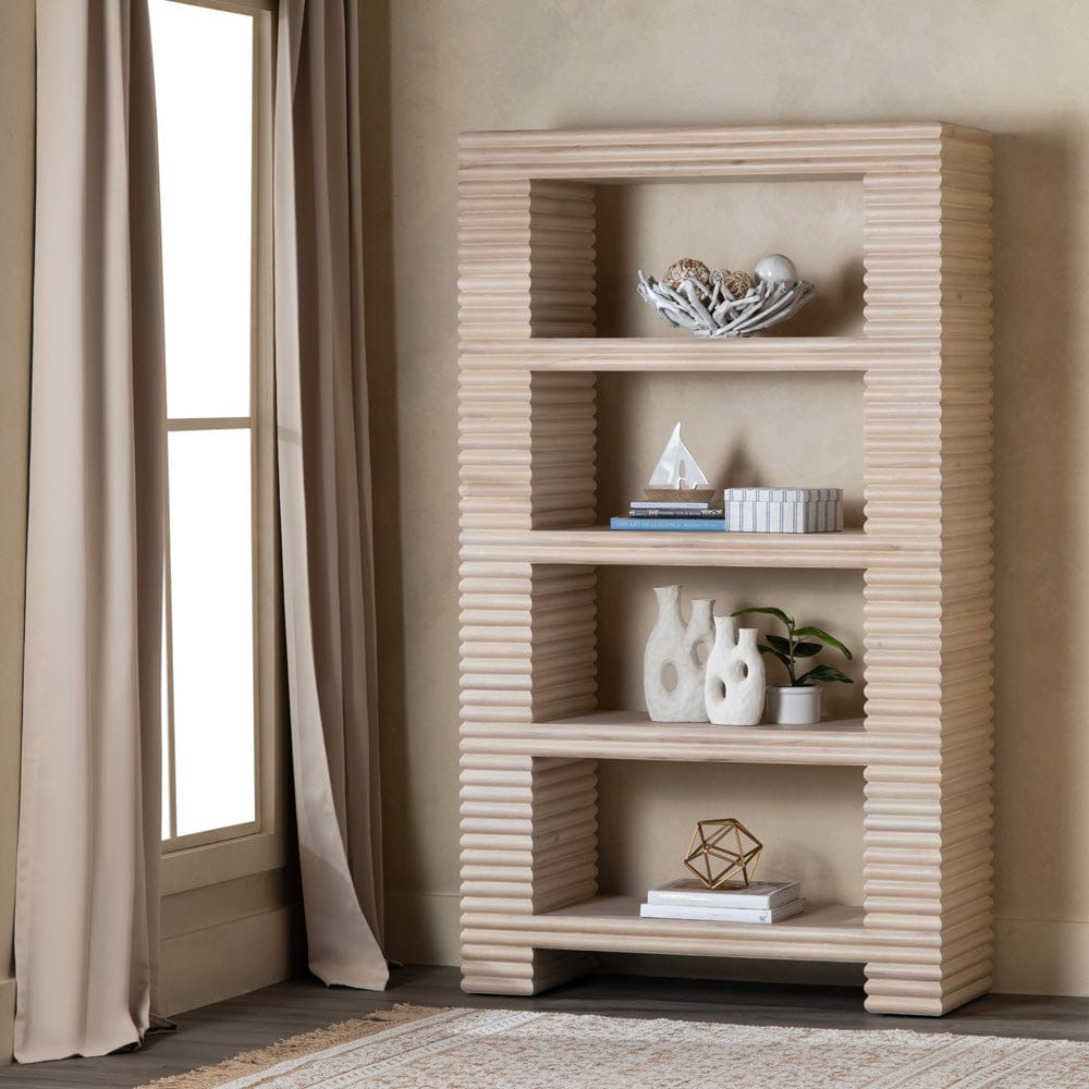 Crestview Collection - Piper 84.45 in. Cream Solid Wood 4 Shelf Etagere - CVFDR1227 view 5