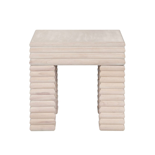 Crestview Collection - Piper Square Cream Solid Wood Accent End Table - CVFDR1225 view 2