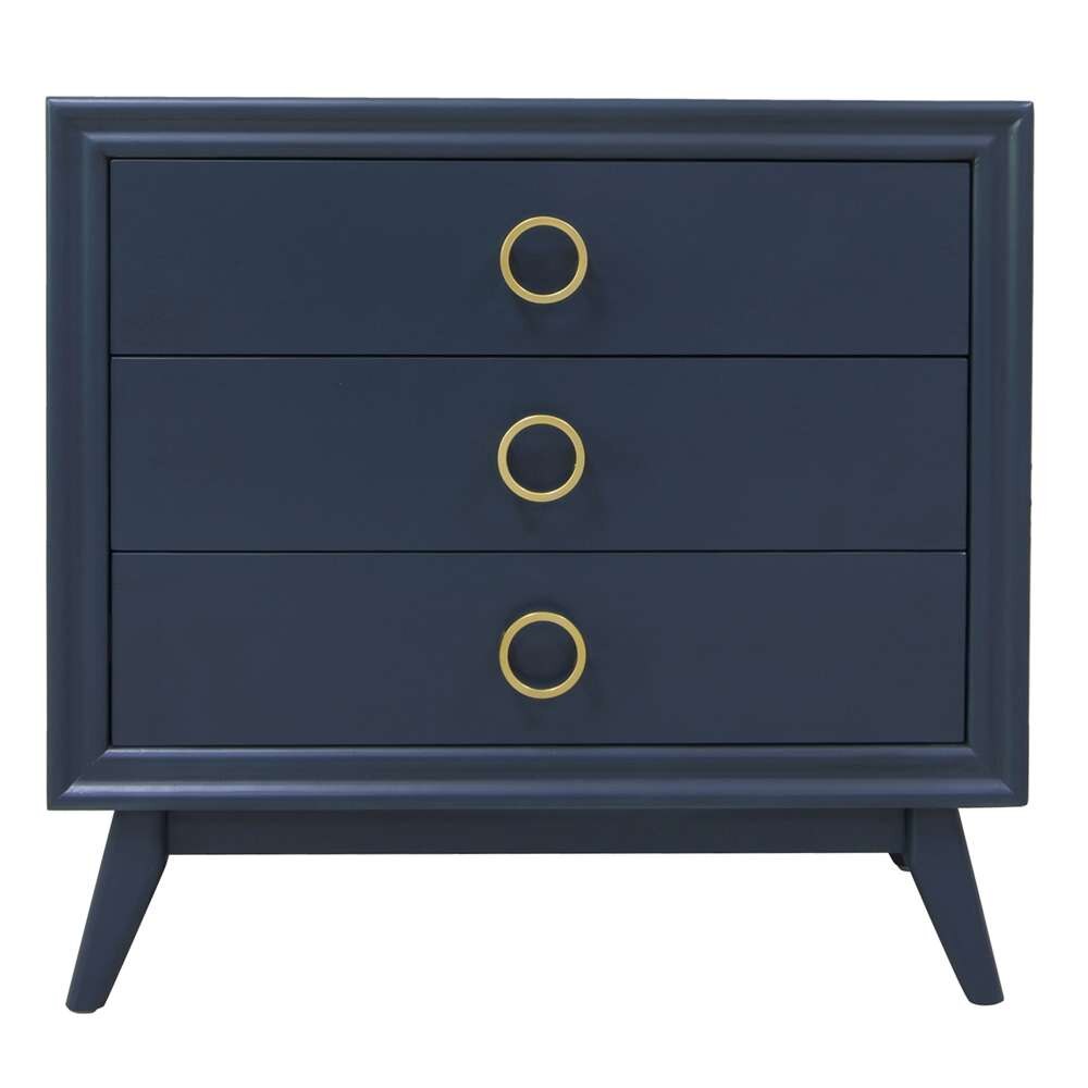 Crestview Collection - Pomeroy Indigo 3 Drawer Chest with Gold Hardware - CVFZR4592 veiw 1