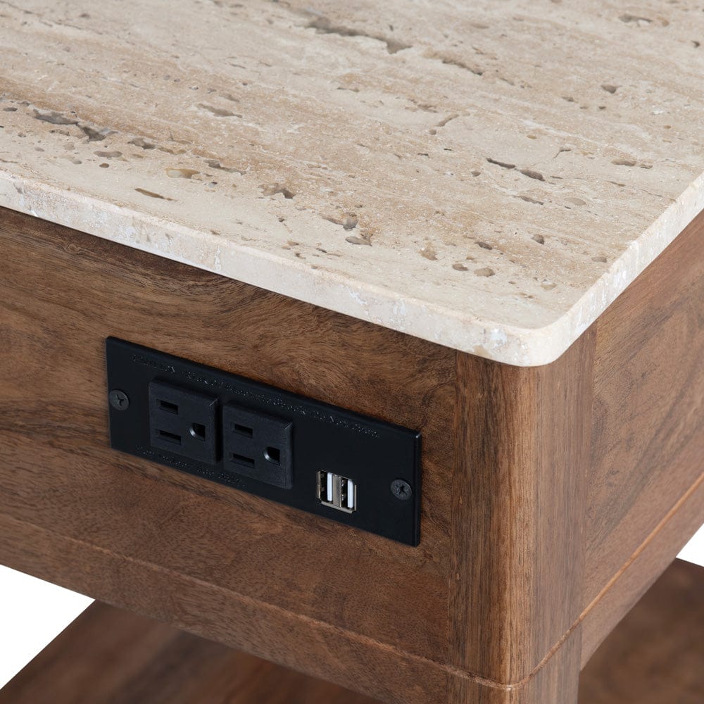 Crestview Collection - Rectangle Brown Travertine Accent End Table - CVFNR4543 view 4