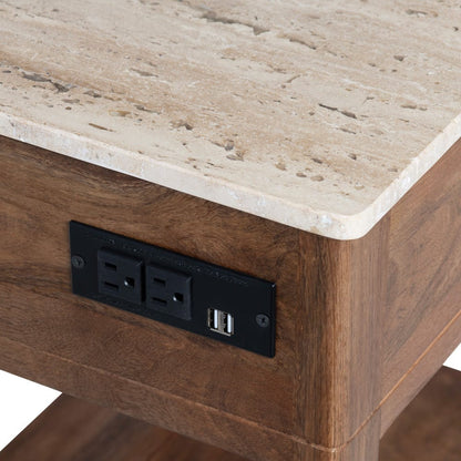 Crestview Collection - Rectangle Brown Travertine Accent End Table - CVFNR4543 view 4