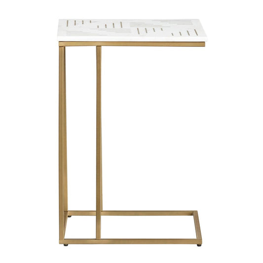 Crestview Collection - Rectangle White Marble Accent End Table - CVFNR4381 view 2