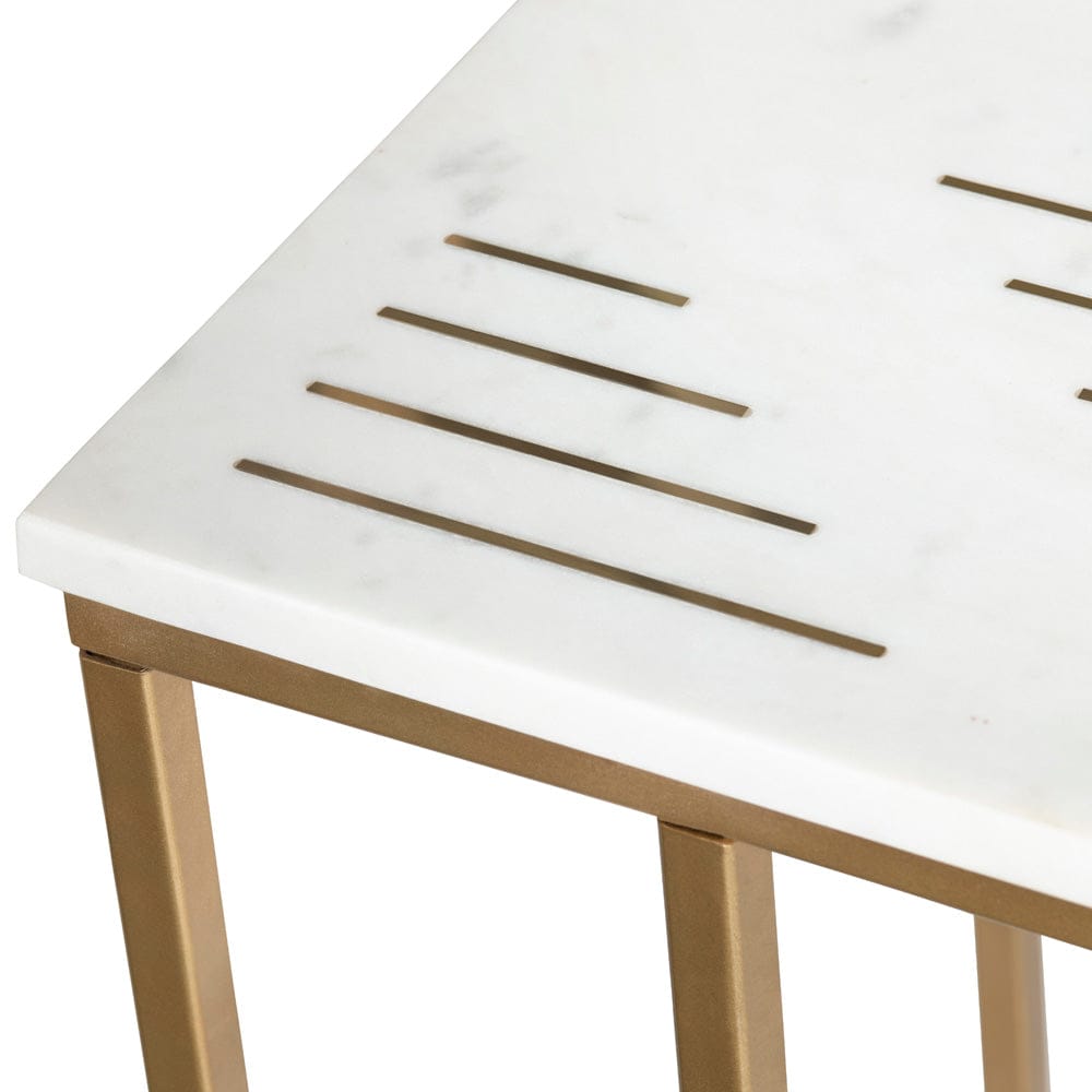 Crestview Collection - Rectangle White Marble Accent End Table - CVFNR4381 view 3