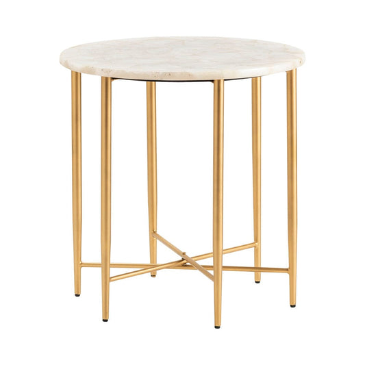 Crestview Collection - Round Gold Marble Accent End Table - CVFNR5080 view 1