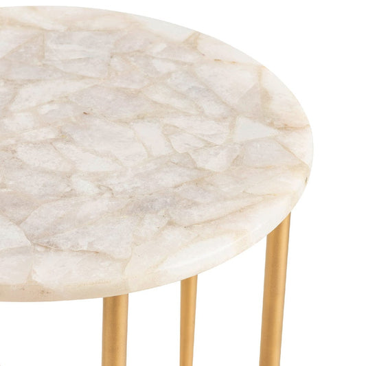 Crestview Collection - Round Gold Marble Accent End Table - CVFNR5080 view 2