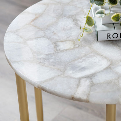 Crestview Collection - Round Gold Marble Accent End Table - CVFNR5080 view 4