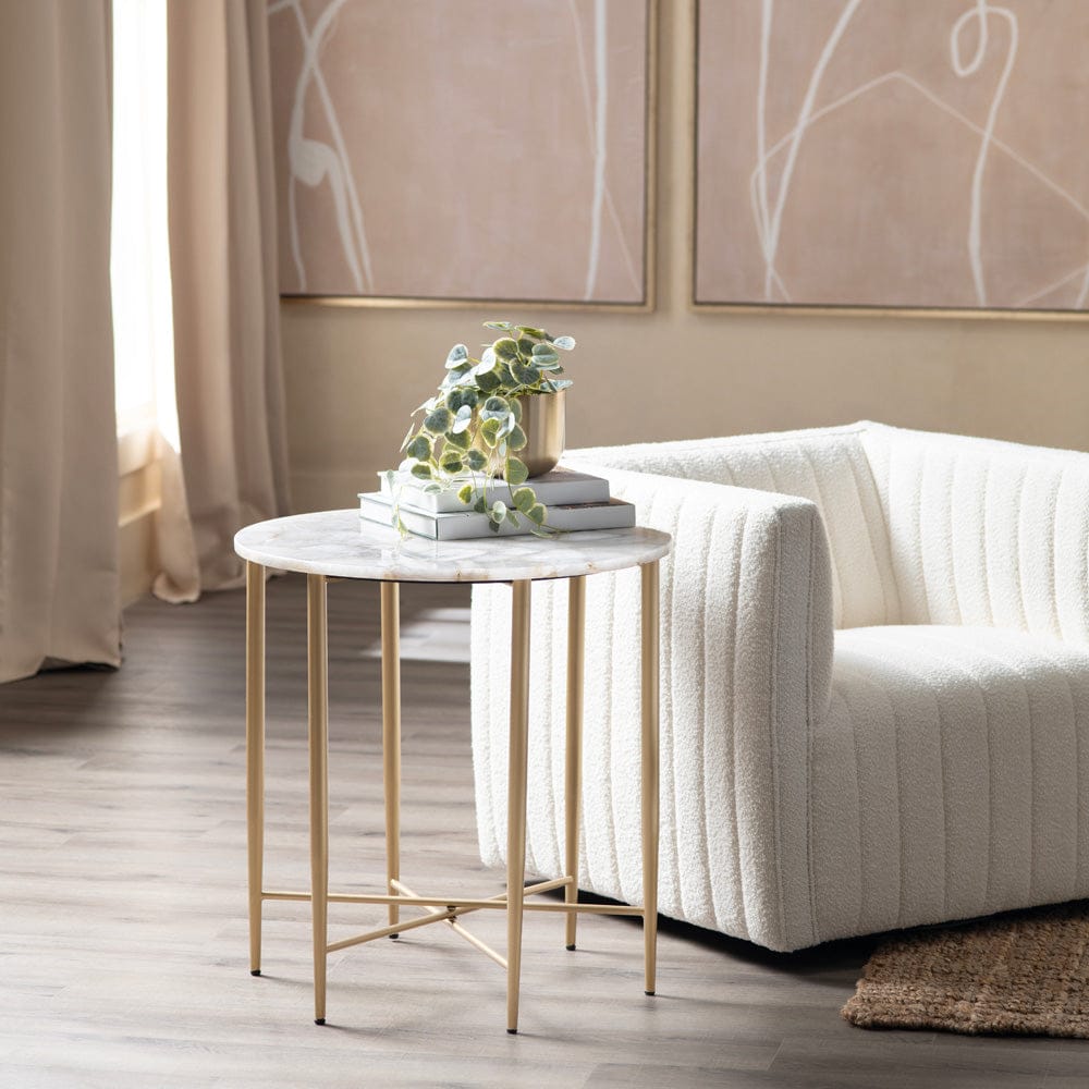 Crestview Collection - Round Gold Marble Accent End Table - CVFNR5080 view 5
