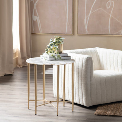 Crestview Collection - Round Gold Marble Accent End Table - CVFNR5080 view 5