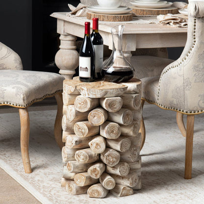 Crestview Collection - Round Tan Solid Wood Accent End Table - CVFDR1015 view 5