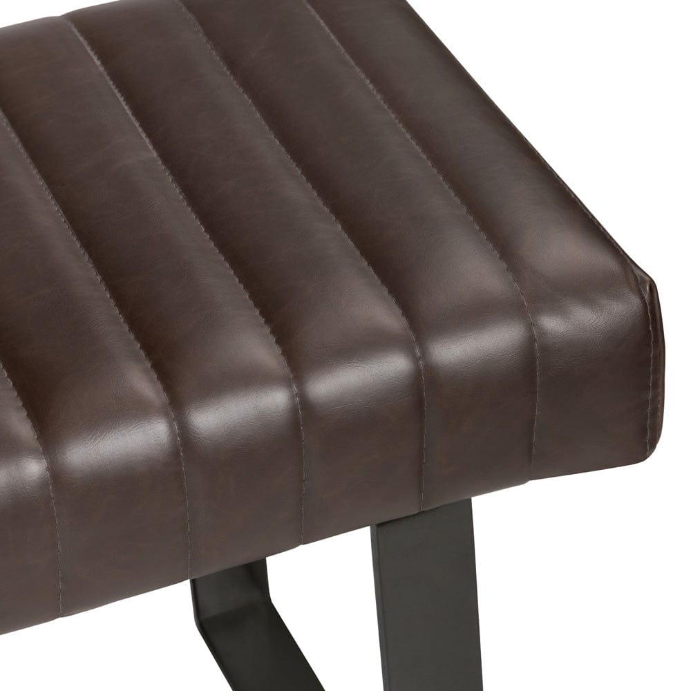 Crestview Collection - Rutledge 52 in. Brown Upholstered Accent Bench with Black Iron Frame - CVFZR5126 view 3