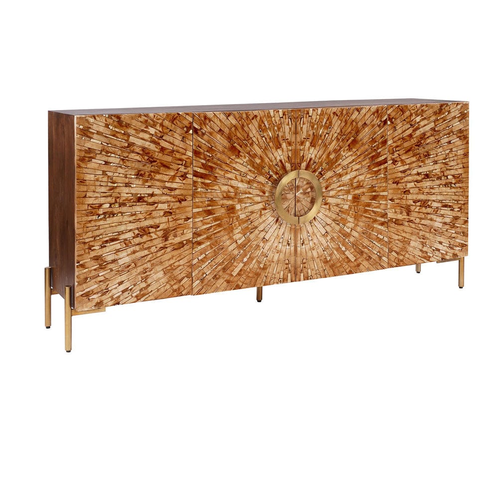 Crestview Collection - Safari 70 in. Brown Solid Wood 4 Door Media Credenza / Sideboard - CVFNR4597 view 1
