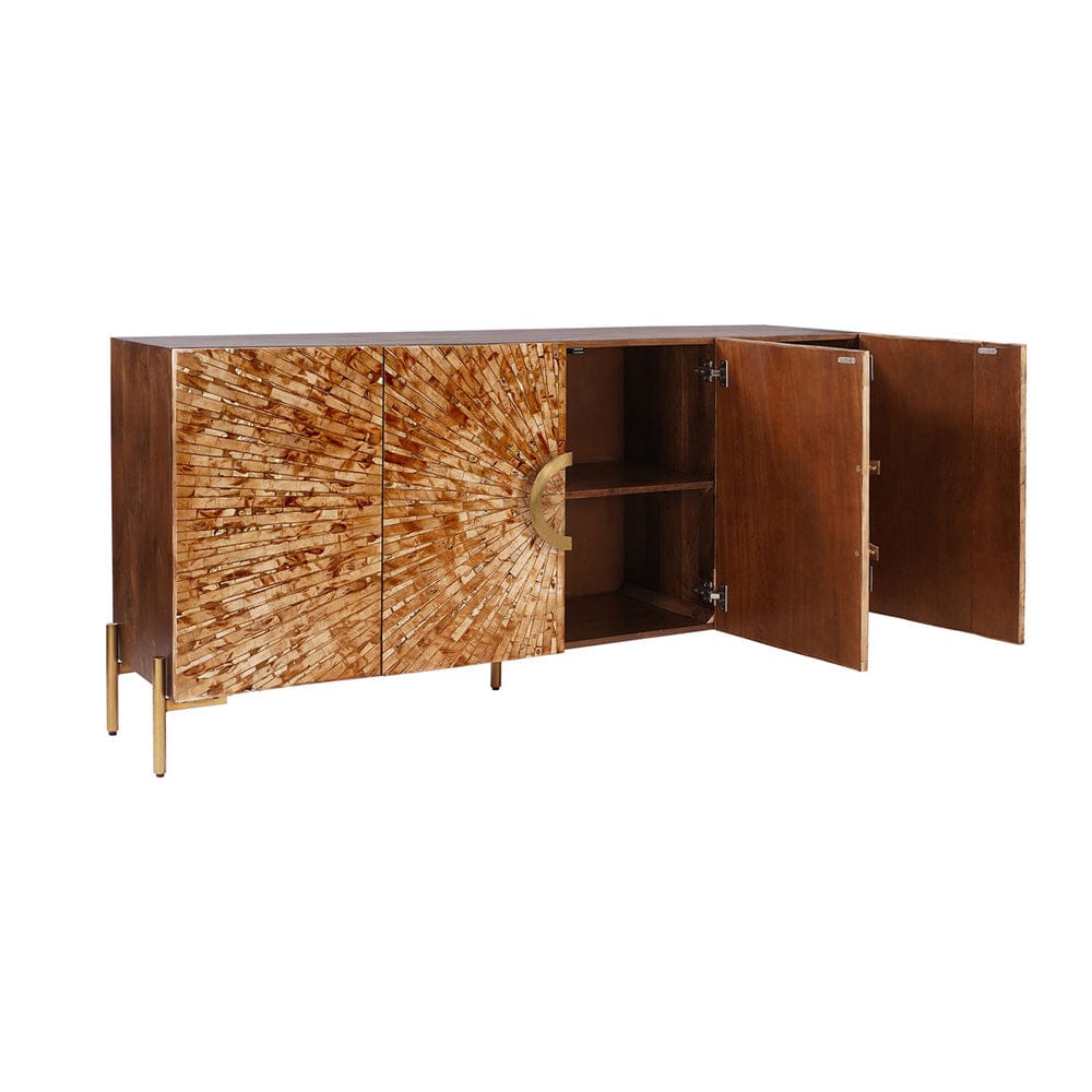 Crestview Collection - Safari 70 in. Brown Solid Wood 4 Door Media Credenza / Sideboard - CVFNR4597 view 3