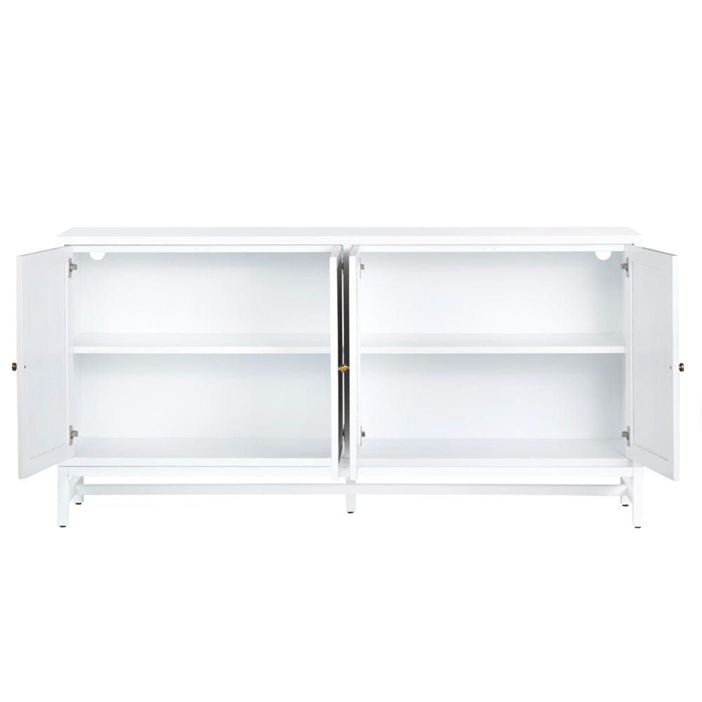 Crestview Collection - Sandy Shores 72 in. White Solid Wood 4 Door Media Credenza / Sideboard - CVFDR1153 view 3