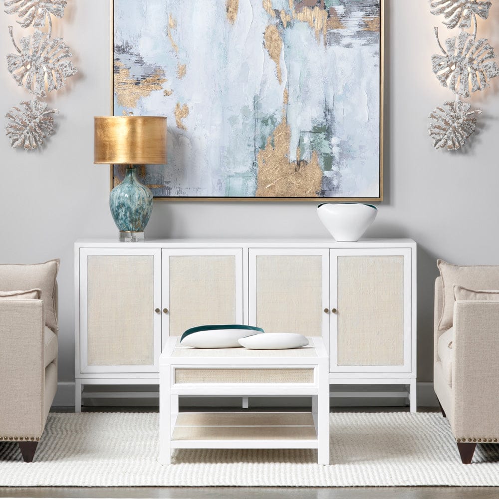 Crestview Collection - Sandy Shores 72 in. White Solid Wood 4 Door Media Credenza / Sideboard - CVFDR1153 view 7