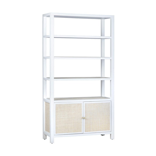 Crestview Collection - Sandy Shores 78.5 in. White Solid Wood 3 Shelf 2 Door Bookcase Accent Cabinet - CVFDR1003 view 1