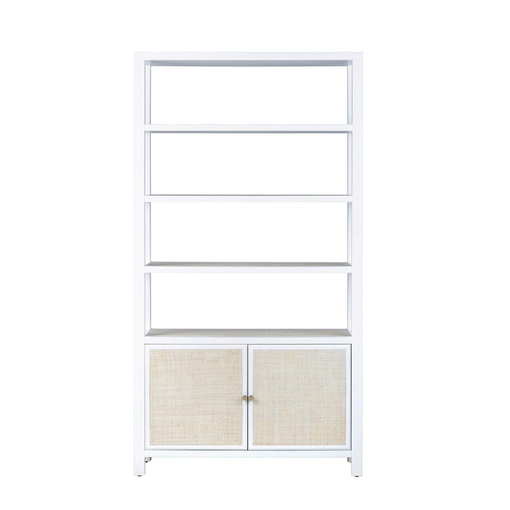 Crestview Collection - Sandy Shores 78.5 in. White Solid Wood 3 Shelf 2 Door Bookcase Accent Cabinet - CVFDR1003 view 2
