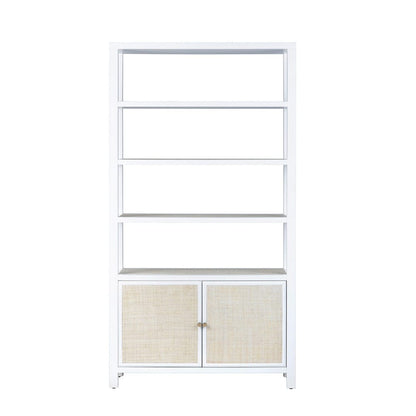 Crestview Collection - Sandy Shores 78.5 in. White Solid Wood 3 Shelf 2 Door Bookcase Accent Cabinet - CVFDR1003 view 2