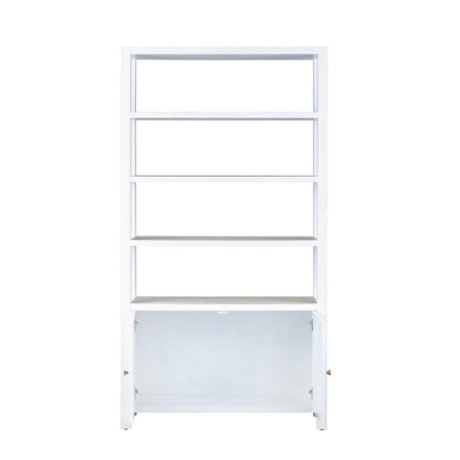 Crestview Collection - Sandy Shores 78.5 in. White Solid Wood 3 Shelf 2 Door Bookcase Accent Cabinet - CVFDR1003 view 3
