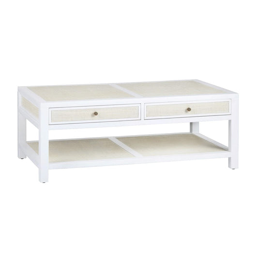 Crestview Collection - Sandy Shores White Solid Wood Rectangle Coffee Table / Cocktail Table - CVFDR1150 view 1