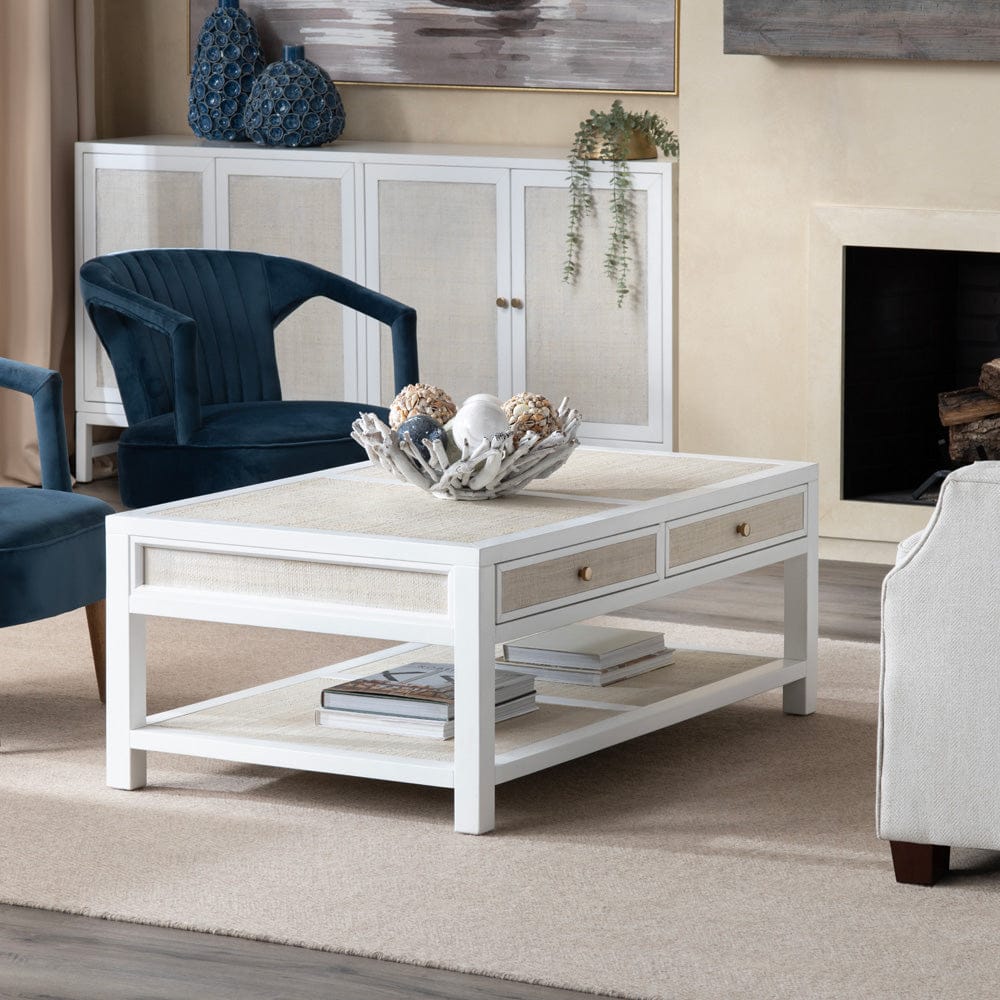 Crestview Collection - Sandy Shores White Solid Wood Rectangle Coffee Table / Cocktail Table - CVFDR1150 view 6
