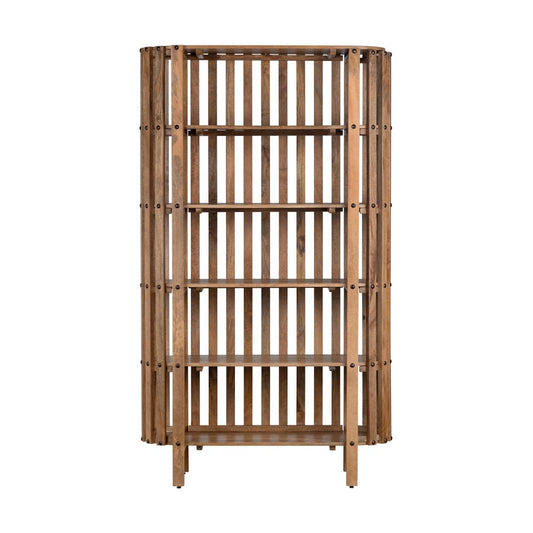Crestview Collection - Santa Ana 76 in. Brown Solid Wood 5 Shelf Bookcase - CVFNR4506 view 2