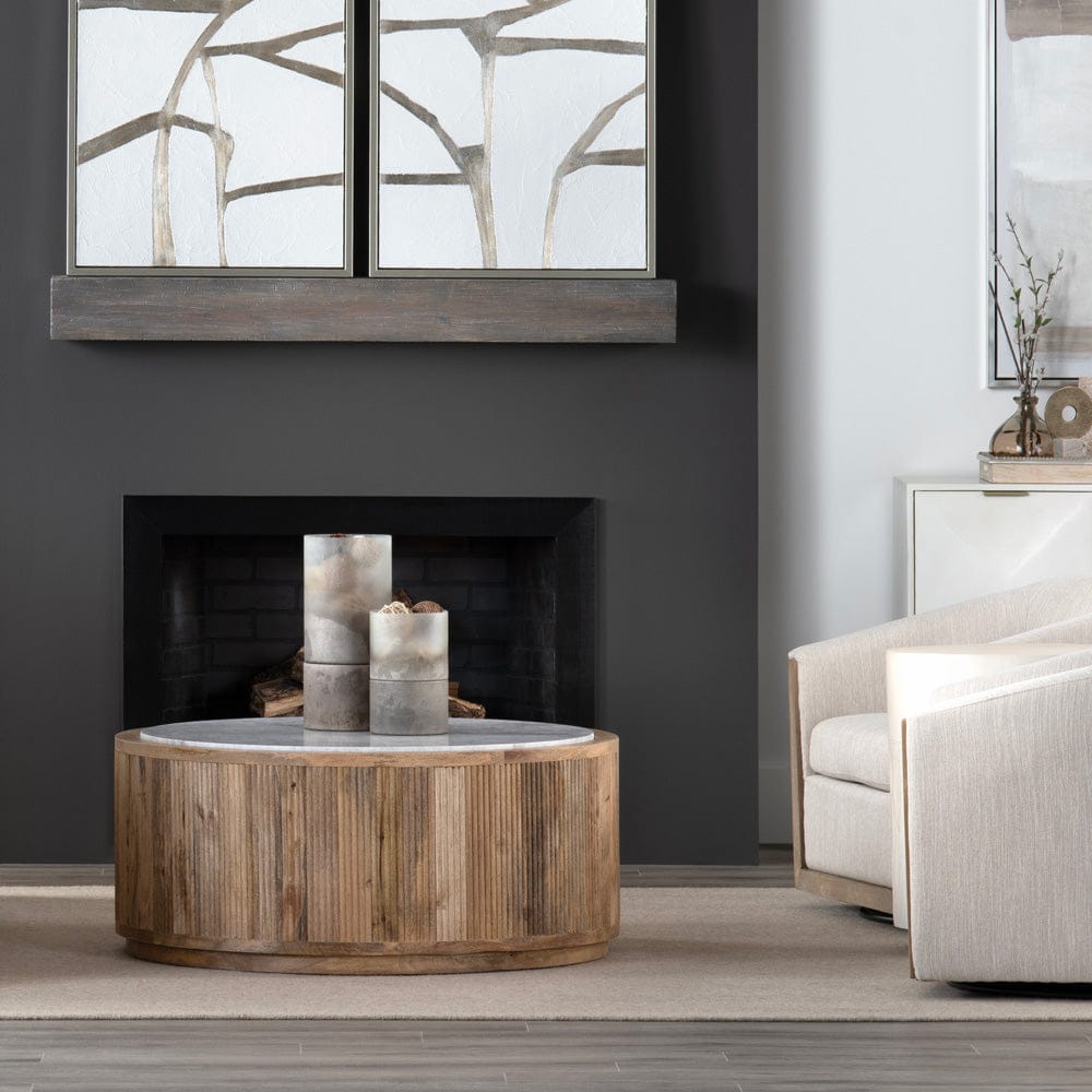 Crestview Collection - Santorini Brown Solid Wood Round Coffee Table / Cocktail Table - CVFNR4520 view 4
