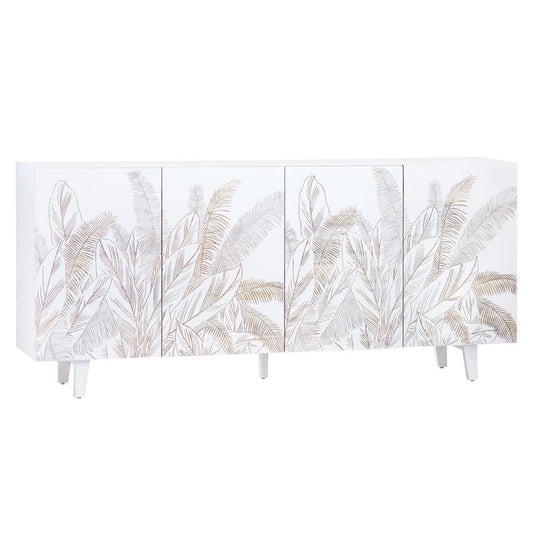 Crestview Collection - Seaside 79 in. White Solid Wood 4 Door Media Credenza / Sideboard - CVFNR4546 view 1