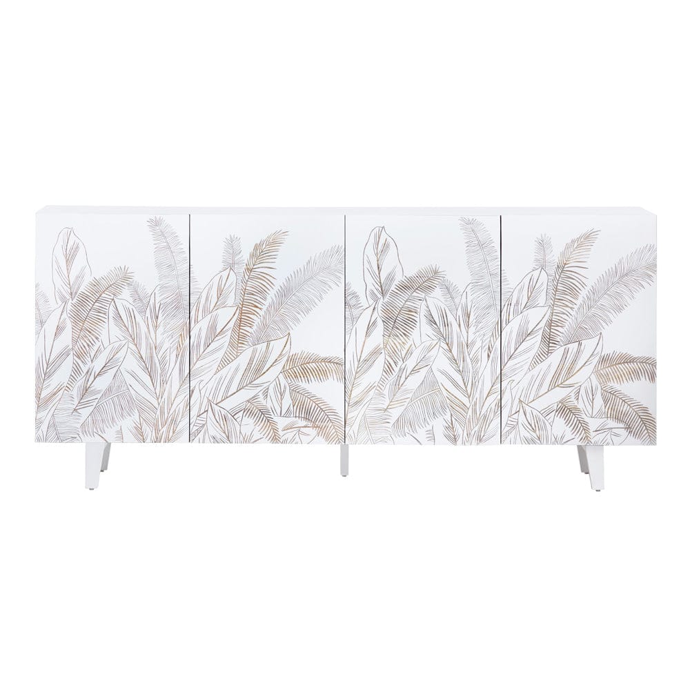 Crestview Collection - Seaside 79 in. White Solid Wood 4 Door Media Credenza / Sideboard - CVFNR4546 view 2