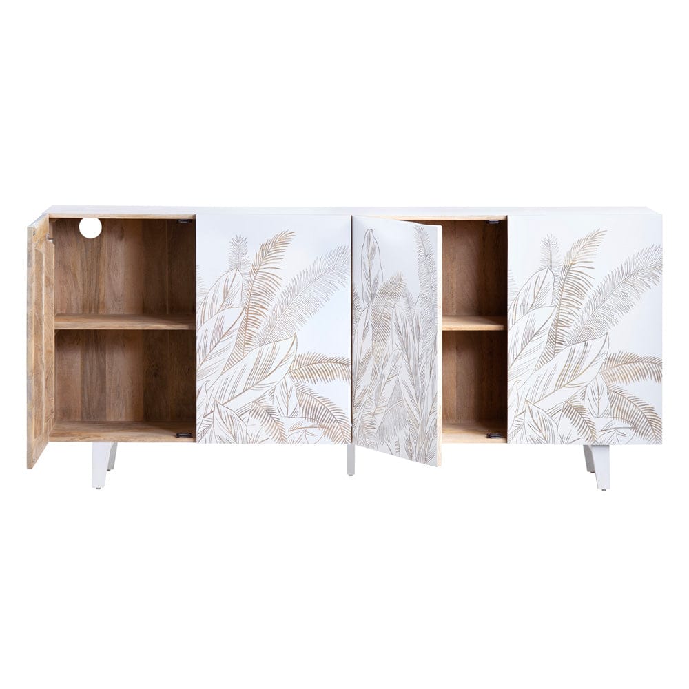 Crestview Collection - Seaside 79 in. White Solid Wood 4 Door Media Credenza / Sideboard - CVFNR4546 view 3