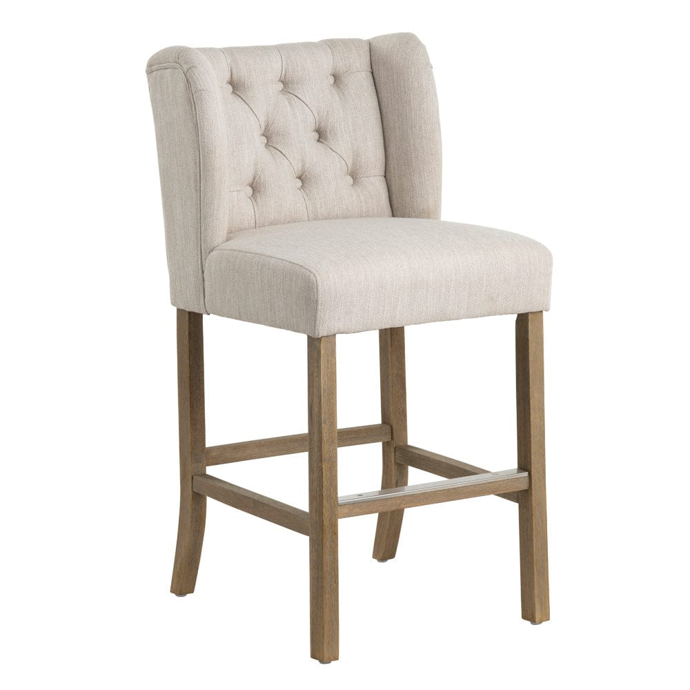 Crestview Collection - Set of 2 Beige Upholstered Counter Height Stool with Brown Solid Wood Frame - CVFZR5140 view 2