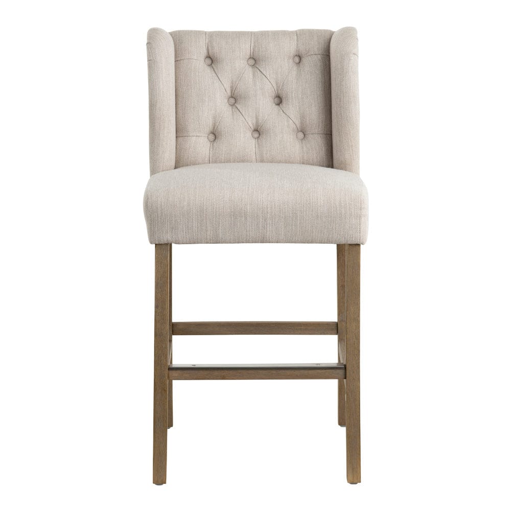 Crestview Collection - Set of 2 Beige Upholstered Counter Height Stool with Brown Solid Wood Frame - CVFZR5140 view 3