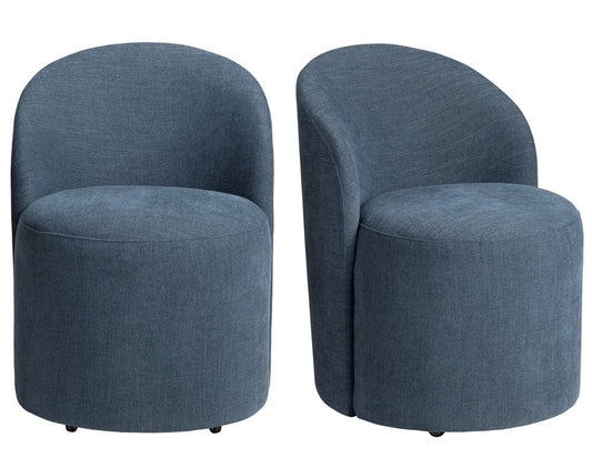 Crestview Collection - Set of 2 Blue Upholstered Solid Wood Dining Chair with Casters - CVFVRD222 view 1