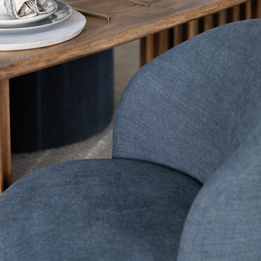 Crestview Collection - Set of 2 Blue Upholstered Solid Wood Dining Chair with Casters - CVFVRD222 view 5