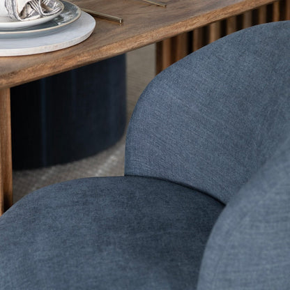 Crestview Collection - Set of 2 Blue Upholstered Solid Wood Dining Chair with Casters - CVFVRD222 view 5