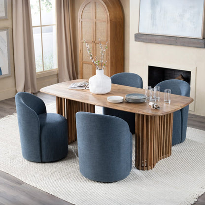 Crestview Collection - Set of 2 Blue Upholstered Solid Wood Dining Chair with Casters - CVFVRD222 view 6