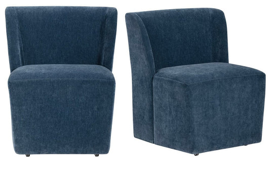 Crestview Collection - Set of 2 Blue Upholstered Solid Wood Dining Chair with Casters - CVFVRD227 view 1