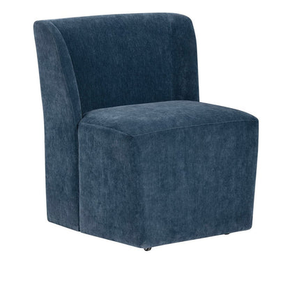 Crestview Collection - Set of 2 Blue Upholstered Solid Wood Dining Chair with Casters - CVFVRD227 view 3