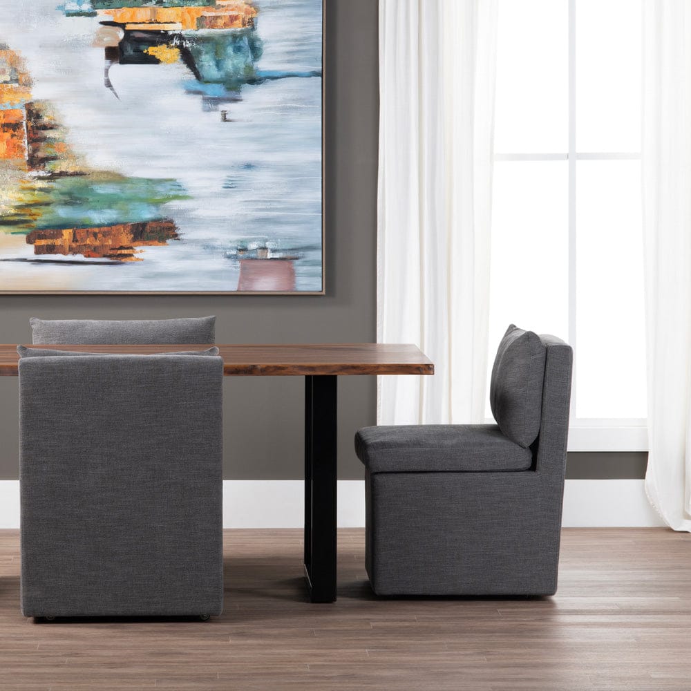 Crestview Collection - Set of 2 Gray Upholstered Solid Wood Dining Chair with Casters - CVFVRD225 view 5