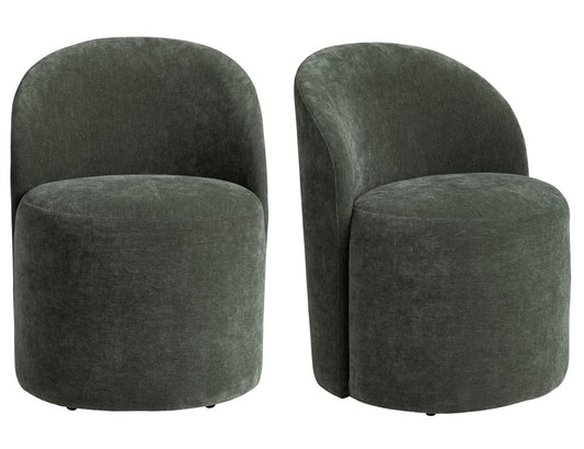 Crestview Collection - Set of 2 Green Upholstered Solid Wood Dining Chair with Casters - CVFVRD221 view 1