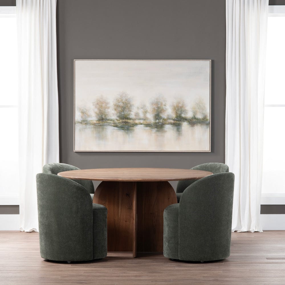 Crestview Collection - Set of 2 Green Upholstered Solid Wood Dining Chair with Casters - CVFVRD221 view 6