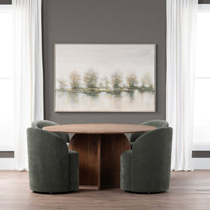 Crestview Collection - Set of 2 Green Upholstered Solid Wood Dining Chair with Casters - CVFVRD221 view 6