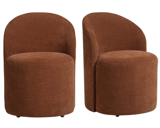 Crestview Collection - Set of 2 Red Upholstered Solid Wood Dining Chair with Casters - CVFVRD226 view 1