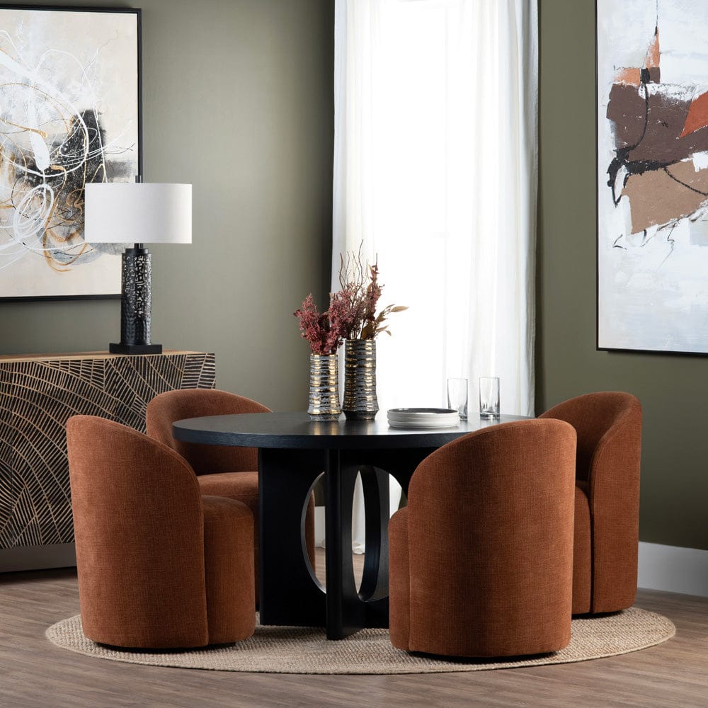 Crestview Collection - Set of 2 Red Upholstered Solid Wood Dining Chair with Casters - CVFVRD226 view 8