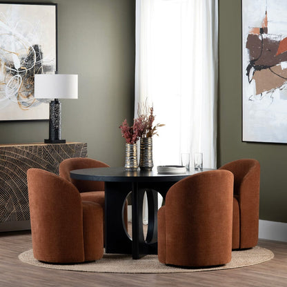 Crestview Collection - Set of 2 Red Upholstered Solid Wood Dining Chair with Casters - CVFVRD226 view 8