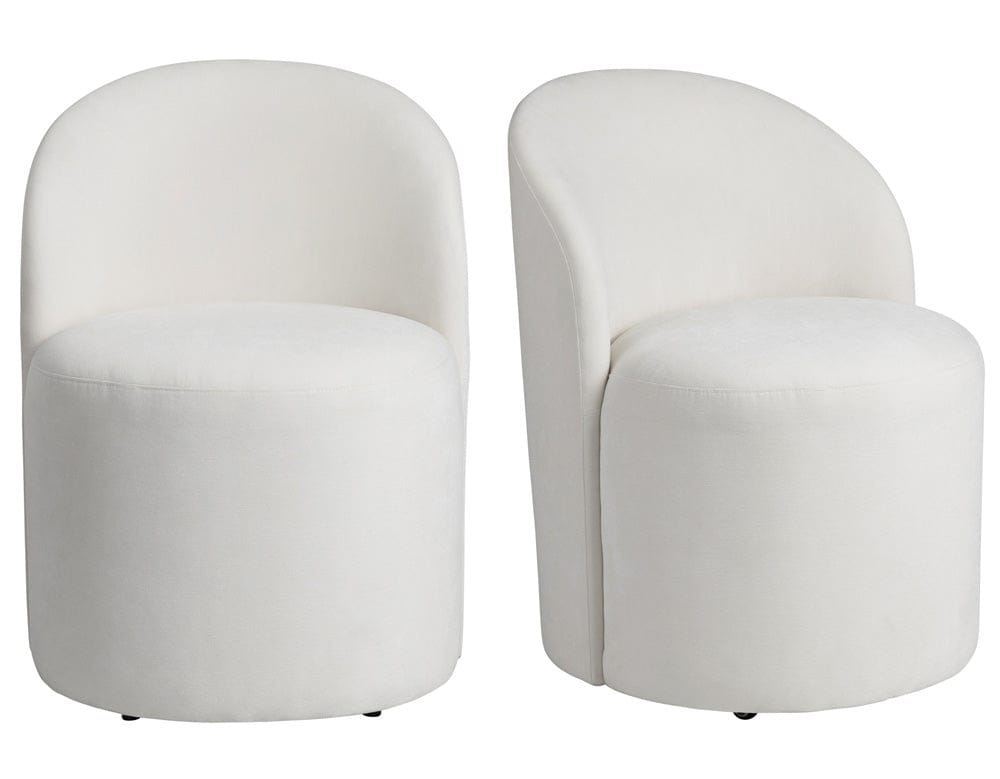 Crestview Collection - Set of 2 White Upholstered Solid Wood Dining Chair with Casters - CVFVRD220 view 1